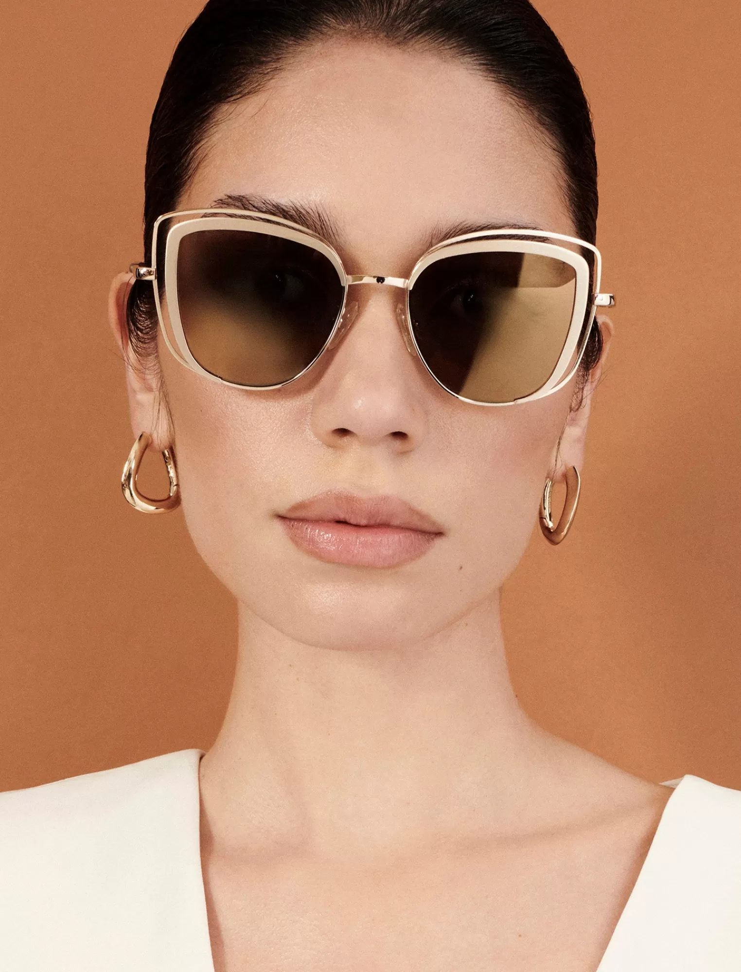 New BCBGMAXAZRIA Gafas De Sol Tipo Ojo De Gato Ventiladas Oro Claro Brillante/Oro Claro Satinado