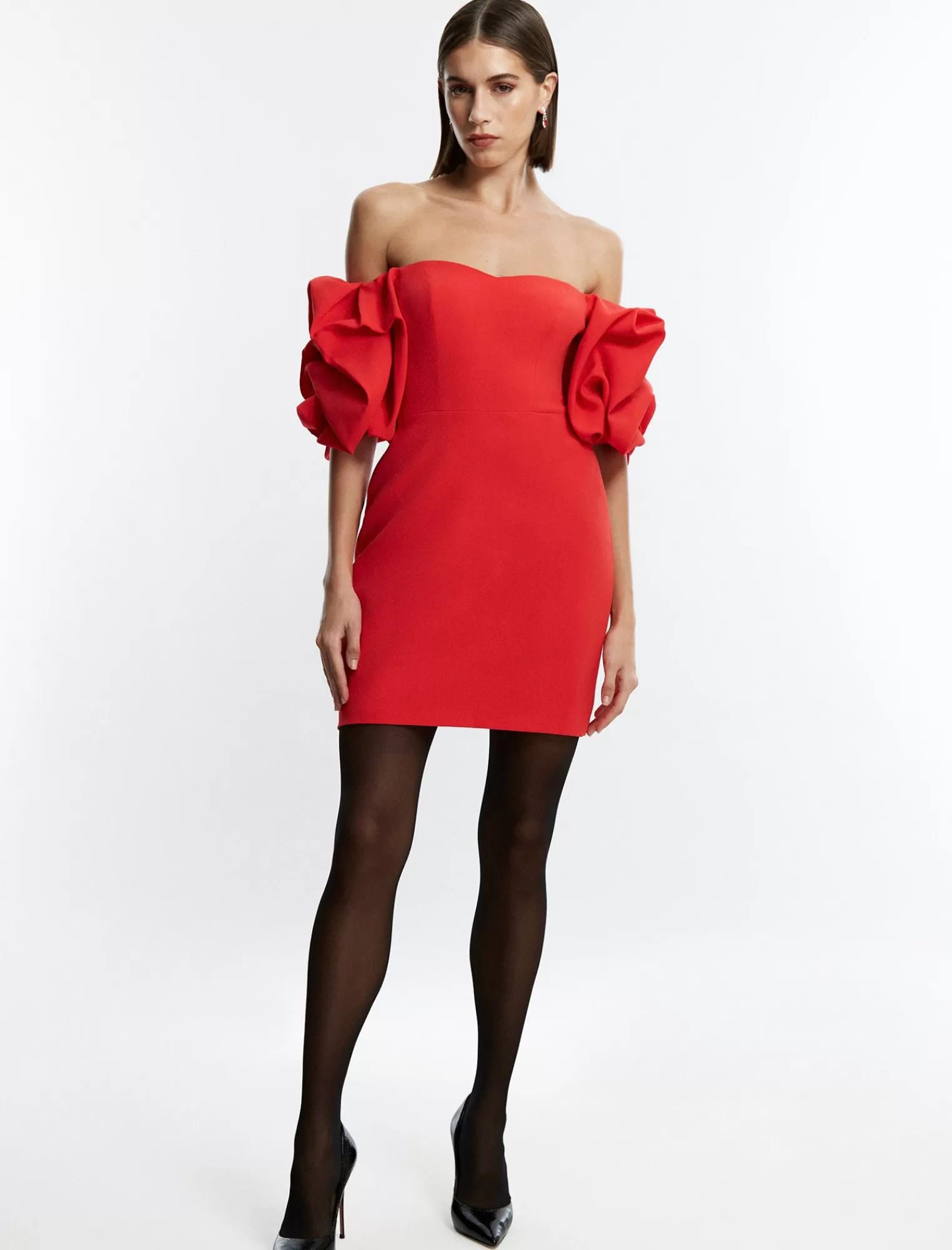 Store BCBGMAXAZRIA Minivestido Con Hombros Descubiertos De Bryony Rojo