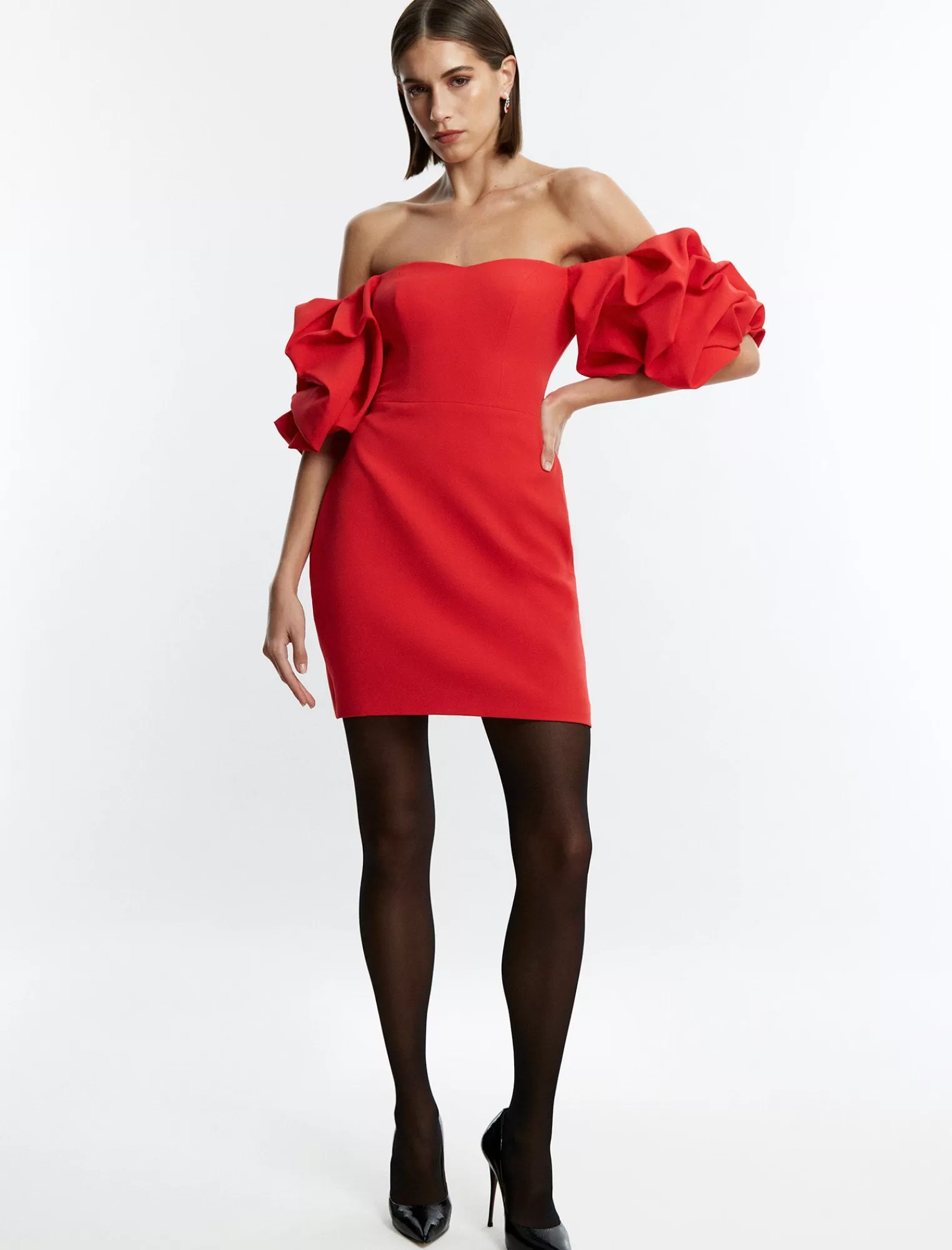 Store BCBGMAXAZRIA Minivestido Con Hombros Descubiertos De Bryony Rojo