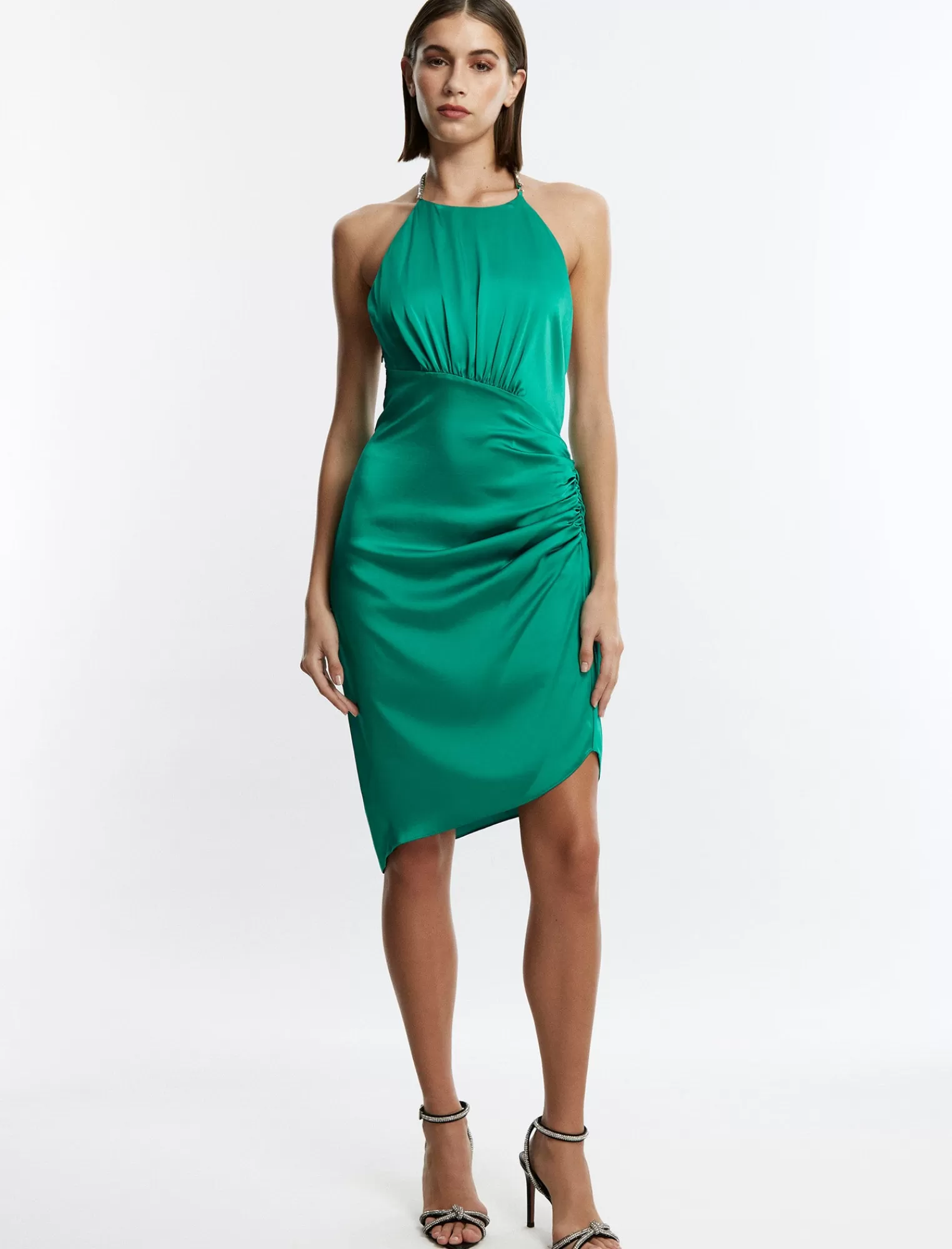 Hot BCBGMAXAZRIA Minivestido Fruncido Anwen Verde