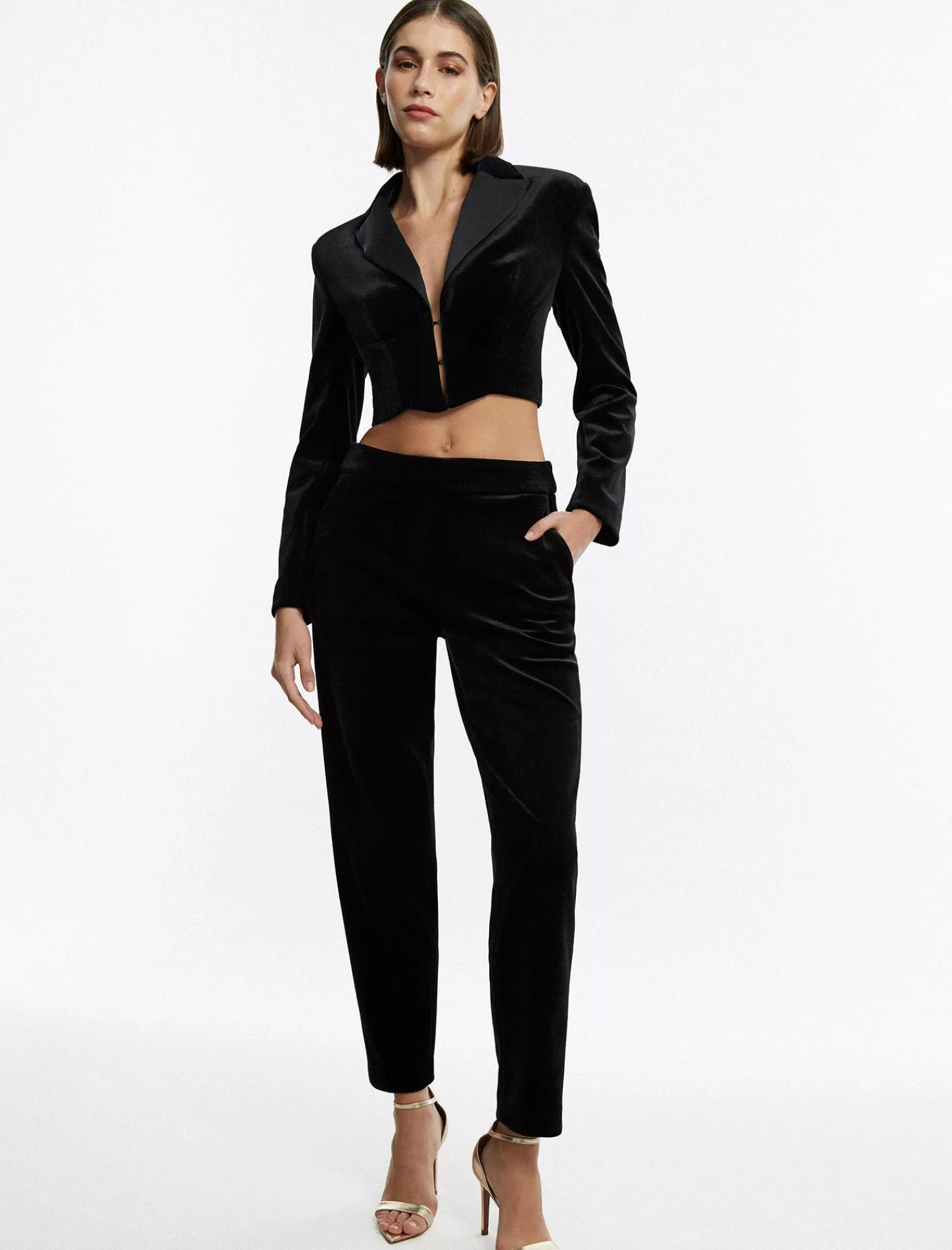 Online BCBGMAXAZRIA Pantalon De Esmoquin De Terciopelo Finn Negro