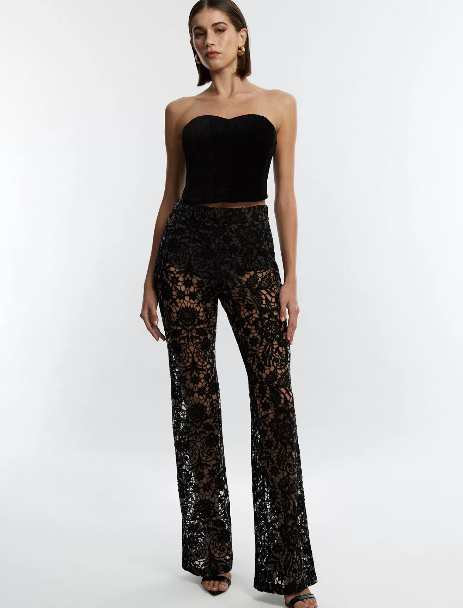 Store BCBGMAXAZRIA Pantalon Encaje Estampado Belleza Negra