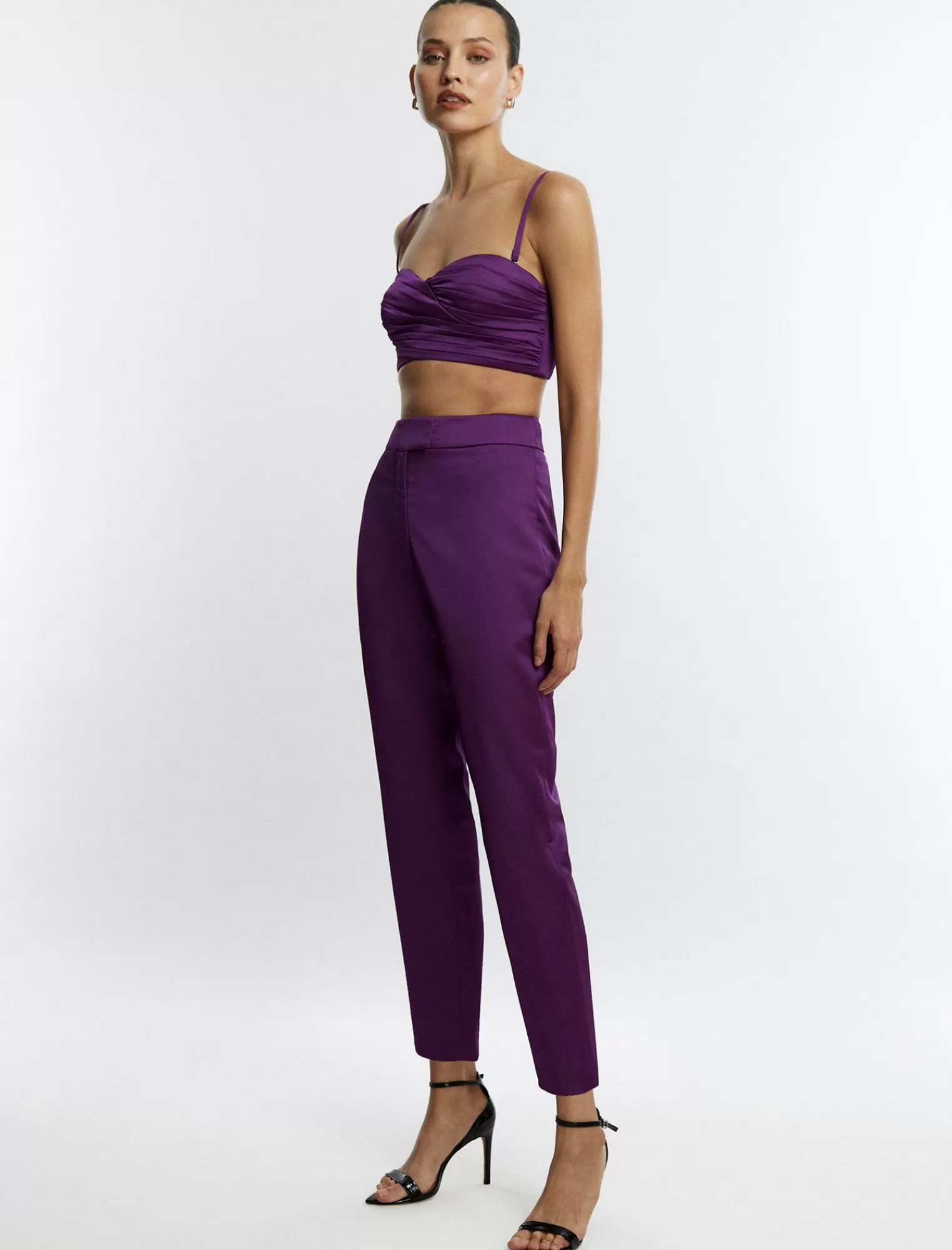 Cheap BCBGMAXAZRIA Pantalon Slim De Raso Purpura