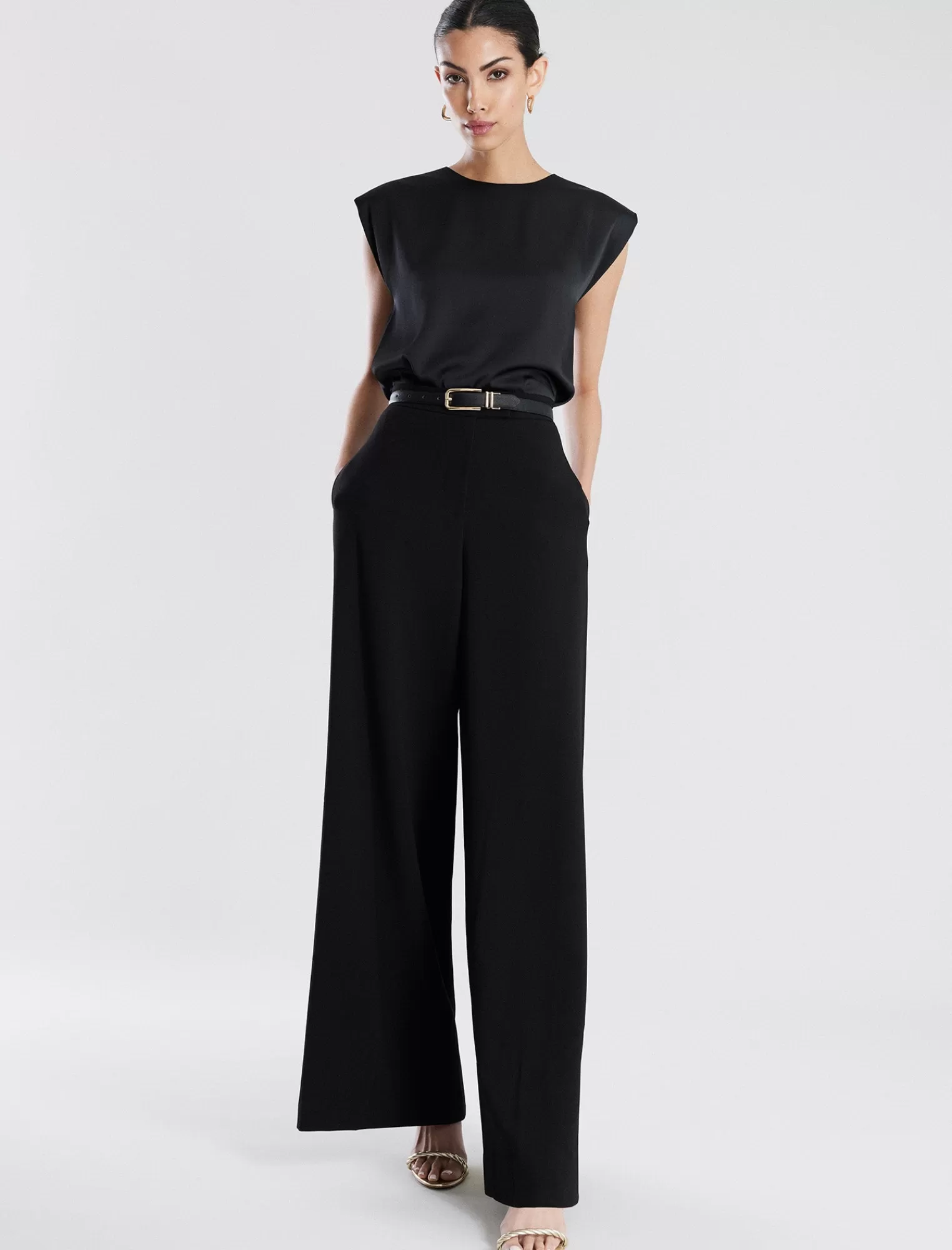 Shop BCBGMAXAZRIA Pantalones Anchos Exclusivos De Kezia Negro