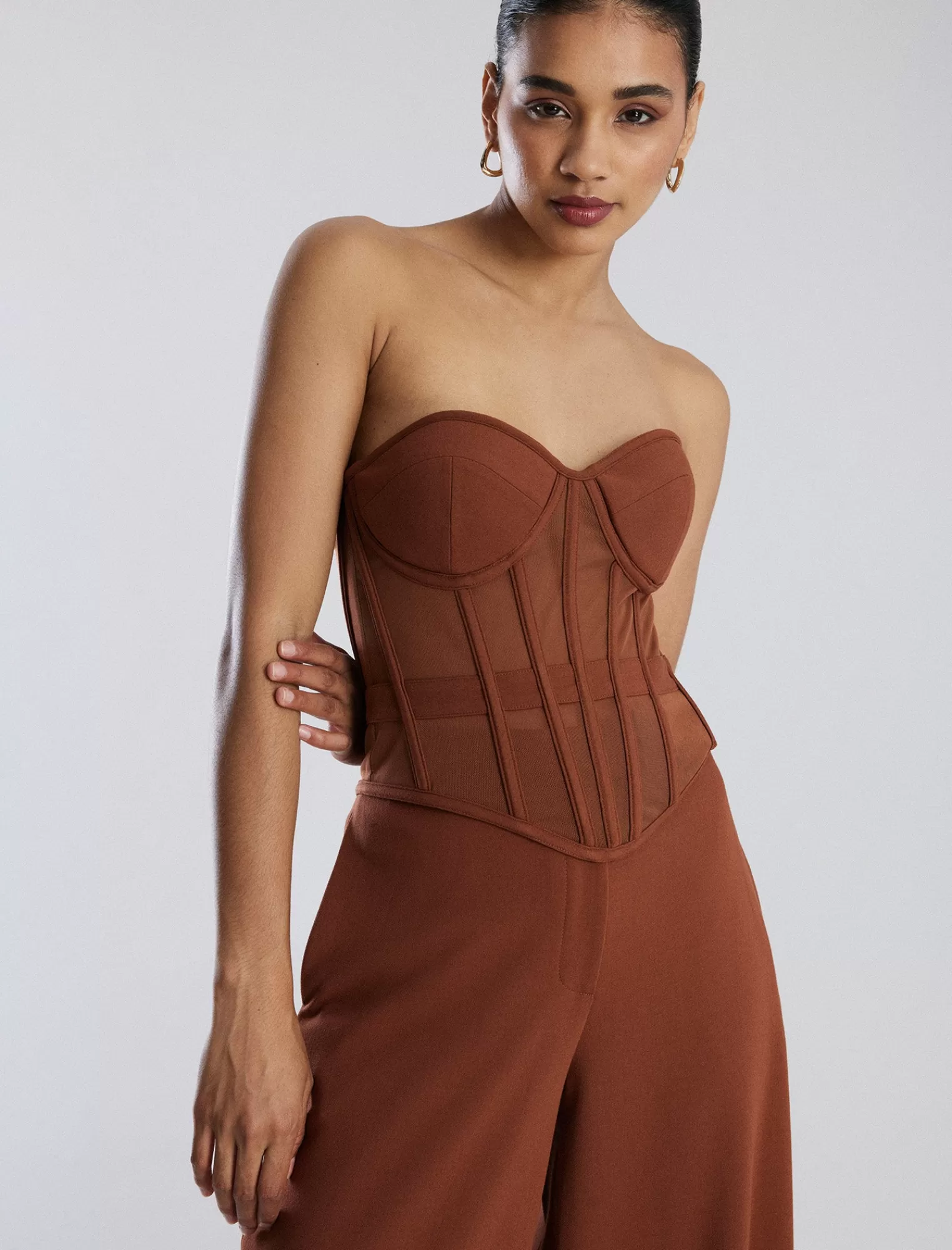 Flash Sale BCBGMAXAZRIA Top Bustier Sin Tirantes Caparazon De Tortuga