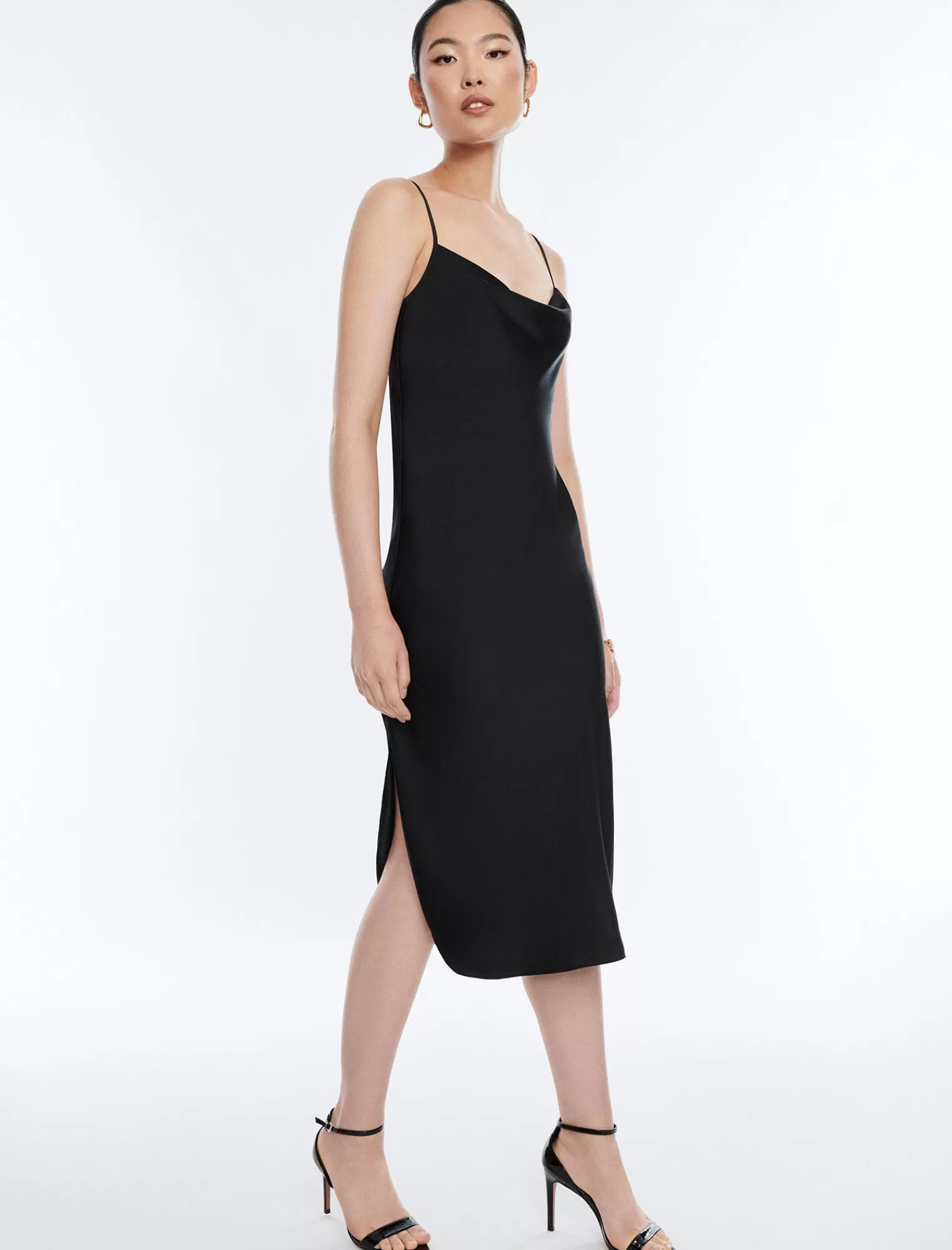 Clearance BCBGMAXAZRIA Vestido Lencero Aurelia Negro